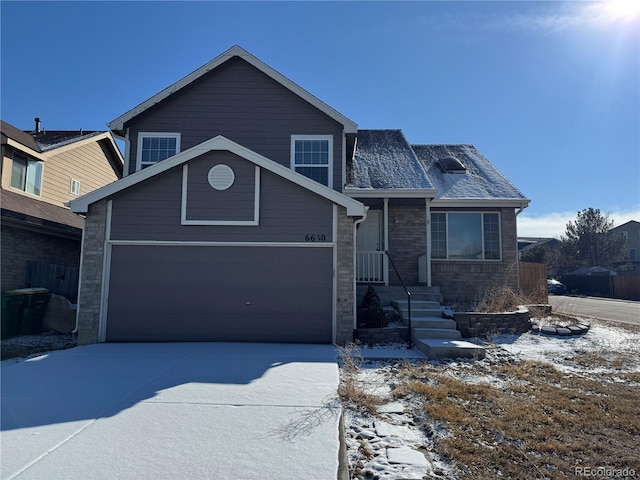 view of front property with a garage