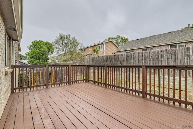 deck with a fenced backyard