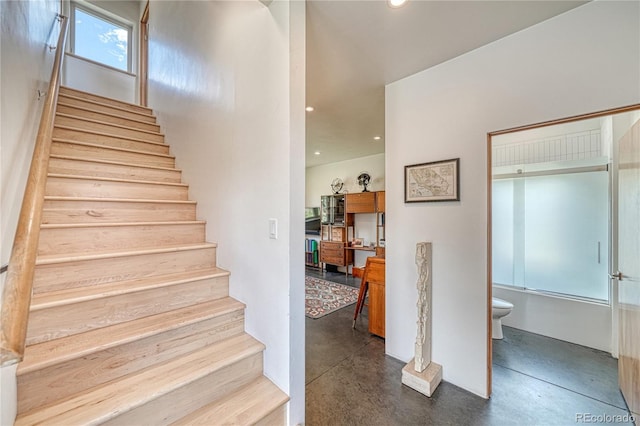 6644 County Road 110, Salida, CO 81201 - stairs featuring finished concrete floors and recessed lighting