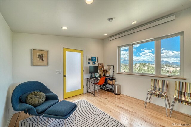 6644 County Road 110, Salida, CO 81201 - living area featuring hardwood / wood-style flooring, recessed lighting, and an office area