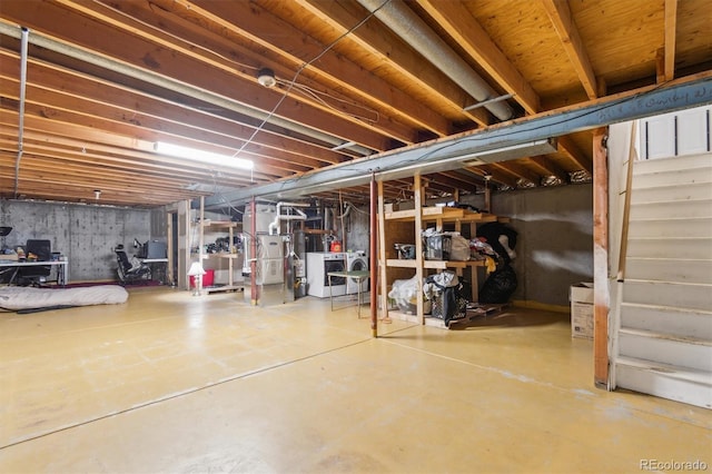 basement with washer and dryer