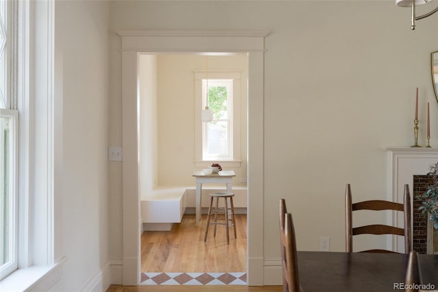 3330 Bruce Randolph Ave, Denver, CO 80205 - dining room with light wood-style floors and a fireplace