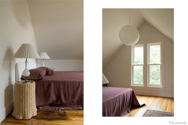 3330 Bruce Randolph Ave, Denver, CO 80205 - bedroom featuring lofted ceiling and hardwood / wood-style flooring