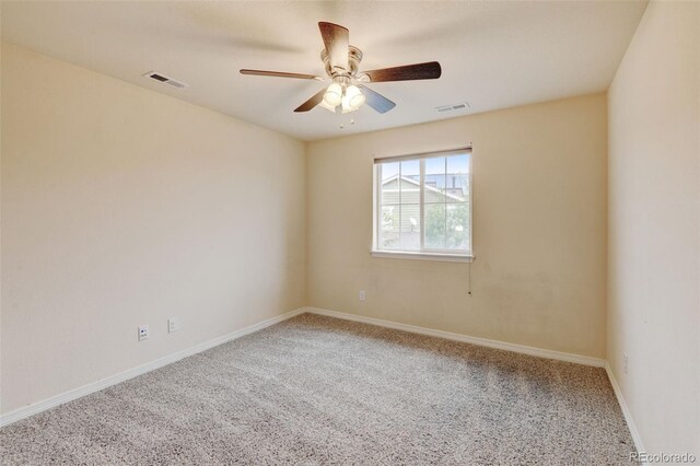 2454 Ambience Ln, Castle Rock, CO 80109 - spare room with carpet, a ceiling fan, and baseboards