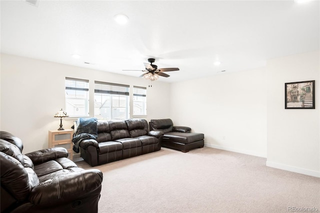 14454 Grape Way, Thornton, CO 80602 - carpeted living area featuring ceiling fan, recessed lighting, and baseboards