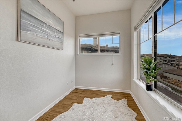 spare room with hardwood / wood-style flooring and a wealth of natural light