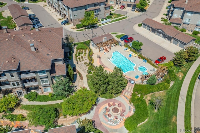 aerial view with a residential view