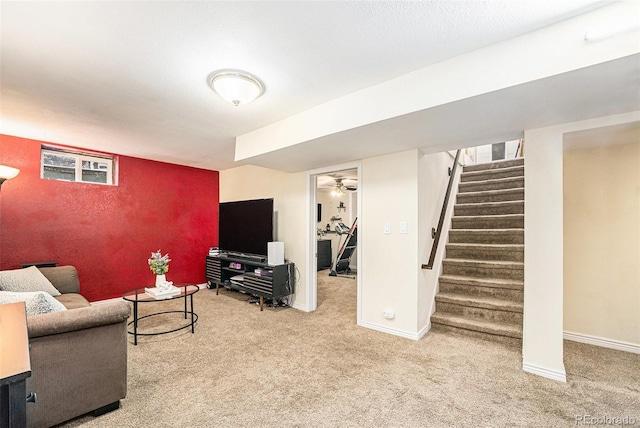 living room with carpet