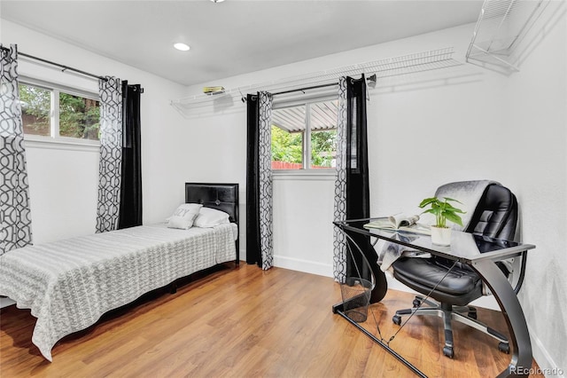 bedroom featuring light hardwood / wood-style flooring