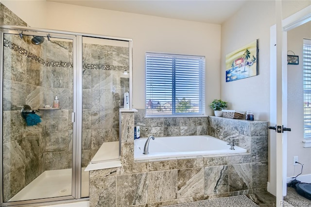 bathroom with independent shower and bath