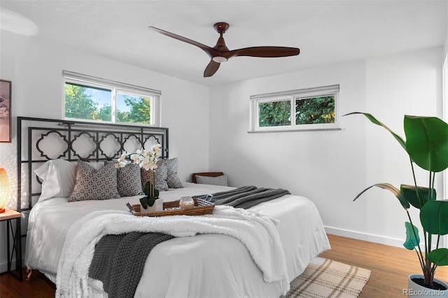 4100 Shaw Blvd, Westminster, CO 80031 - bedroom featuring multiple windows, wood finished floors, and a ceiling fan