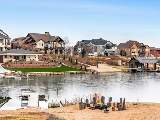 water view featuring a boat dock