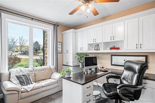 office area featuring ceiling fan