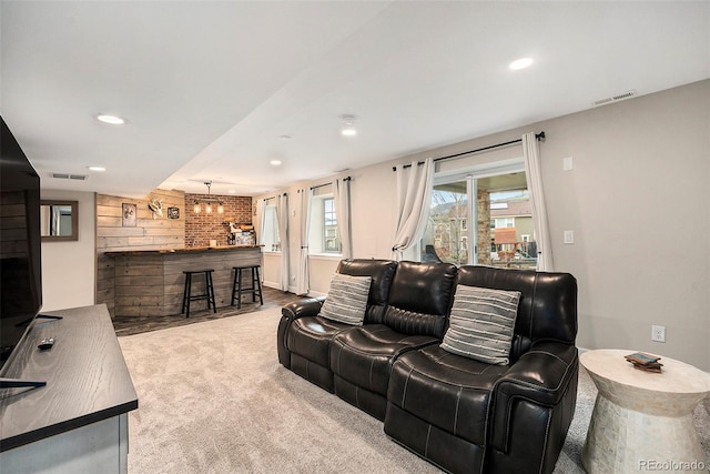 6173 Eldora St, Golden, CO 80403 - carpeted living room with wet bar and recessed lighting