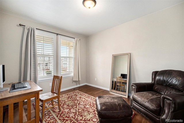 6173 Eldora St, Golden, CO 80403 - office area featuring dark wood finished floors and baseboards