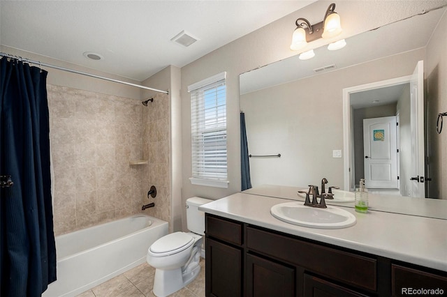 6173 Eldora St, Golden, CO 80403 - bathroom with toilet, tile patterned floors, shower / bathtub combination with curtain, and vanity