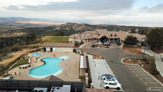 aerial view featuring a mountain view