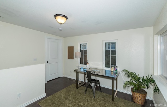 office area featuring dark hardwood / wood-style flooring