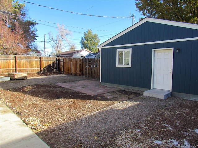 exterior space with an outbuilding