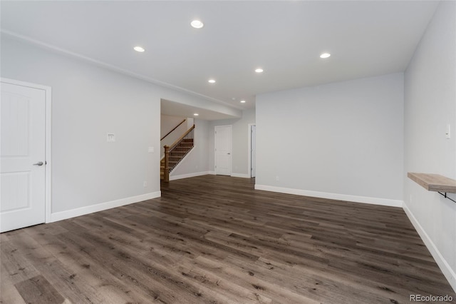 unfurnished living room featuring dark hardwood / wood-style flooring