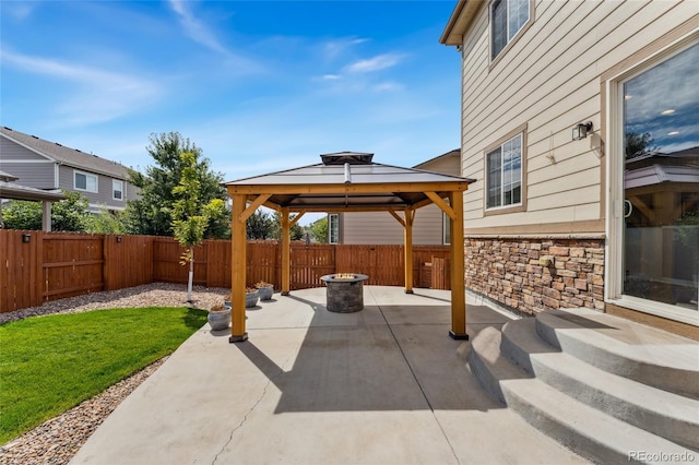 view of patio featuring a gazebo