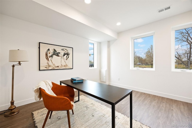8410 W 52nd Ave, Arvada, CO 80002 - office area with wood finished floors, baseboards, plenty of natural light, and recessed lighting