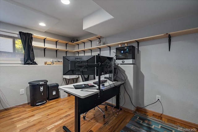 office area featuring light hardwood / wood-style flooring