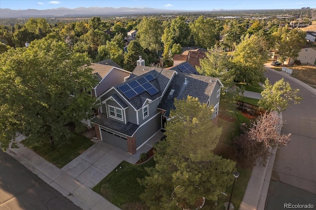 bird's eye view with a mountain view