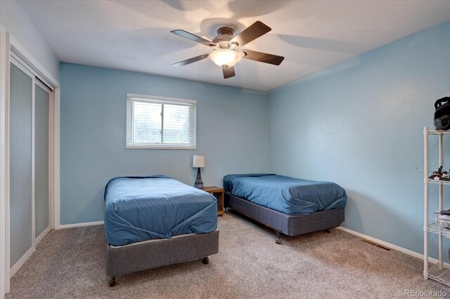 1769 S Lee St Unit B, Lakewood, CO 80232 - carpeted bedroom with ceiling fan, a closet, and baseboards