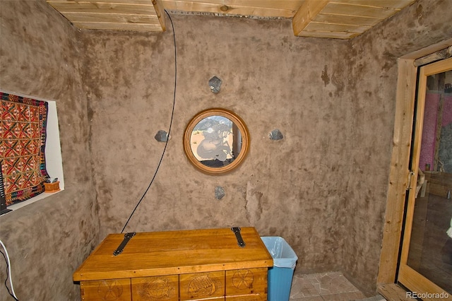 bathroom featuring wood ceiling