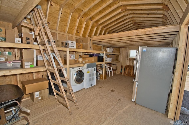 interior space with washing machine and clothes dryer