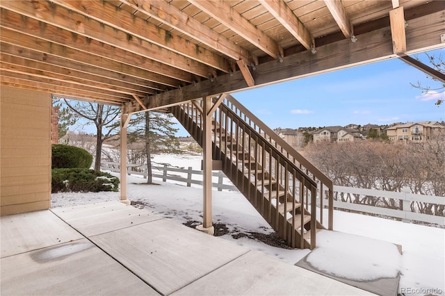 view of snow covered patio