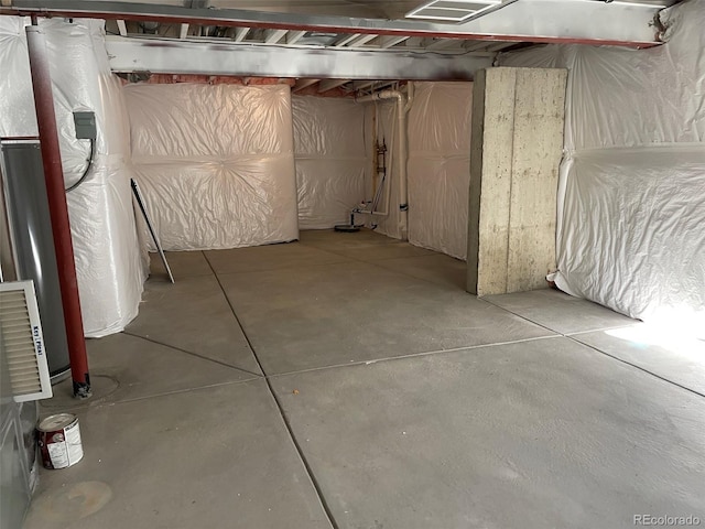 view of unfinished basement