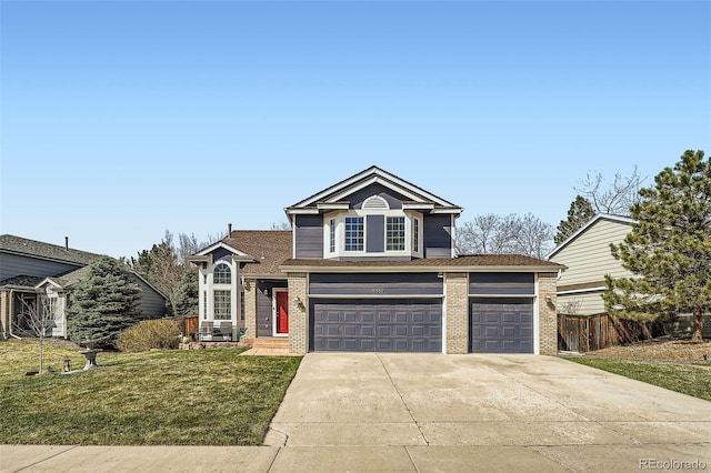 16442 Bluebonnet Dr, Parker, CO 80134 - traditional-style house featuring brick siding, concrete driveway, and an attached garage