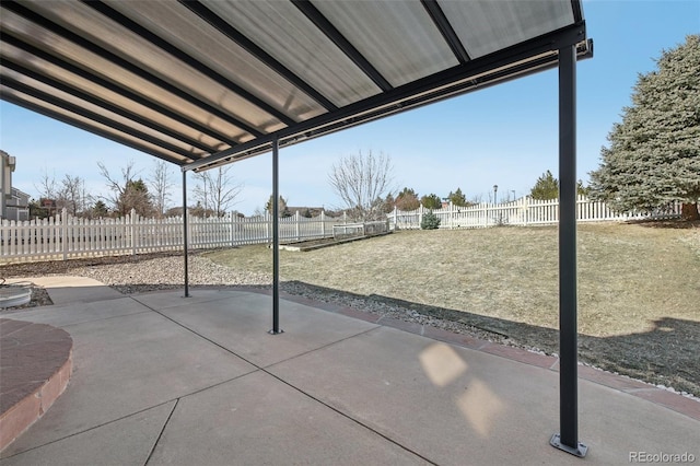 view of patio with a fenced backyard