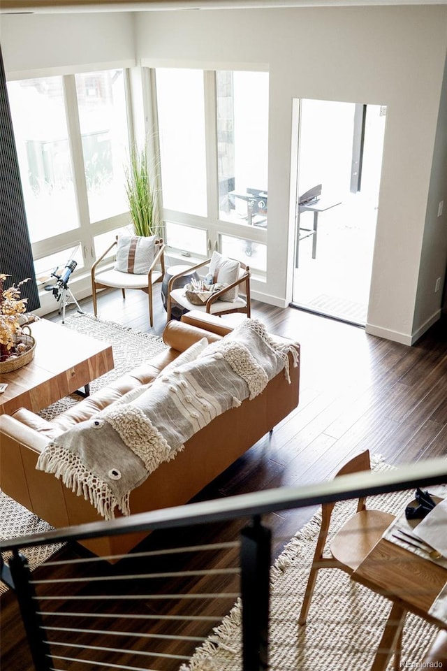 living room featuring dark hardwood / wood-style floors