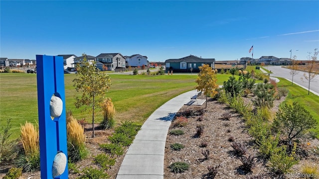 view of home's community with a lawn and a residential view