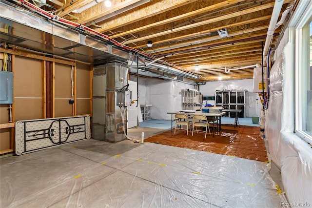 basement with heating unit