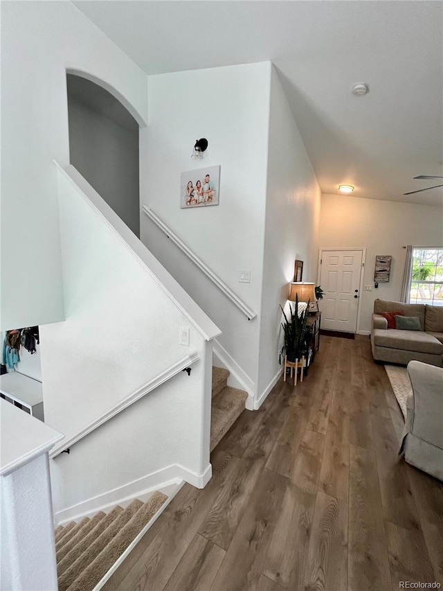 4178 E 94th Pl, Thornton, CO 80229 - staircase with wood finished floors and baseboards