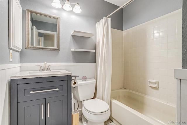1068 Milo Cir Unit A, Lafayette, CO 80026 - full bathroom with wainscoting, vanity, and shower / bath combination with curtain