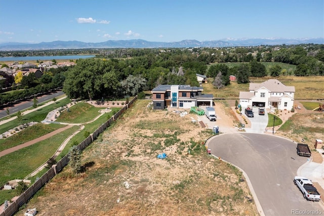 drone / aerial view with a mountain view