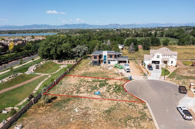 bird's eye view with a mountain view