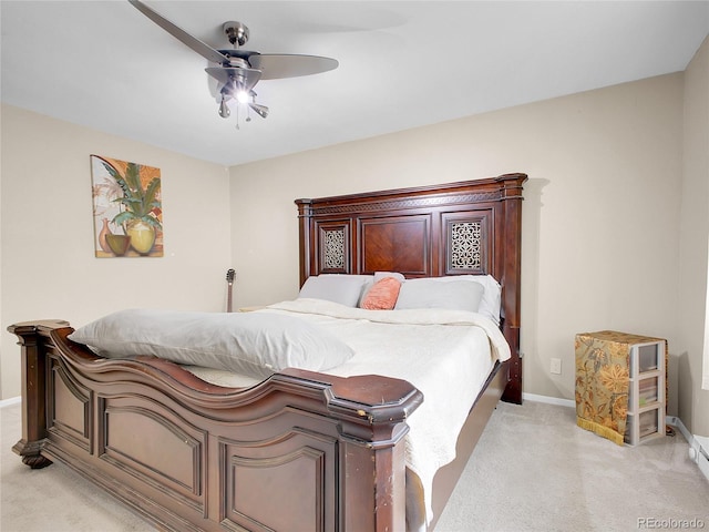194 Tincup Ter, Bailey, CO 80421 - bedroom featuring light carpet and a ceiling fan