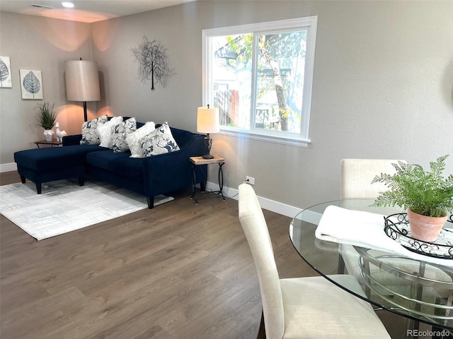 living room with wood-type flooring