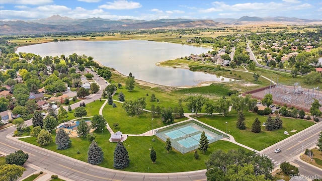 2130 Squires St, Longmont, CO 80501 - aerial overview of property's location featuring a water and mountain view
