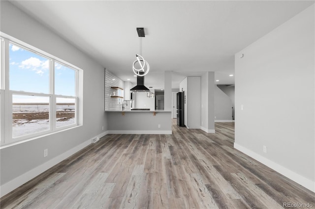 unfurnished living room featuring hardwood / wood-style floors