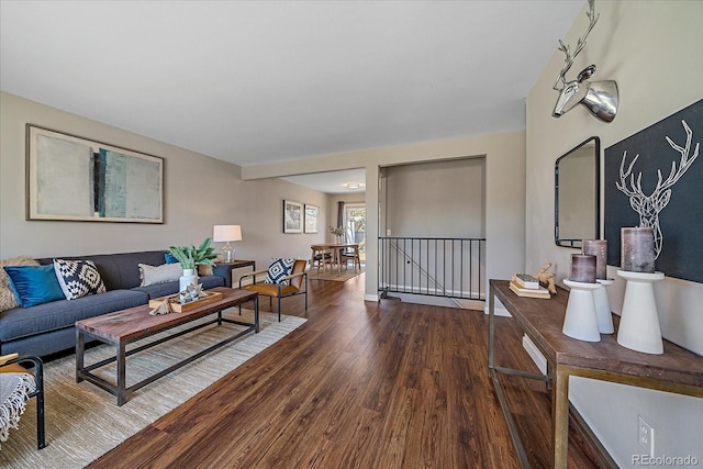 living room with hardwood / wood-style flooring