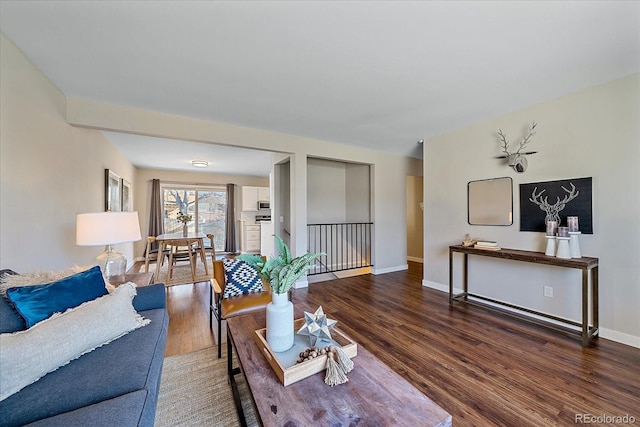 living room with wood-type flooring