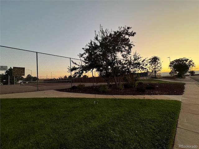 view of yard at dusk