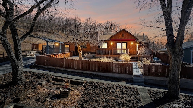 exterior space with a fenced front yard